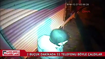 2 buçuk dakikada 55 cep telefonunu böyle çaldılar