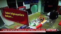 AYNI İŞ YERİNDEN AYNI KIYAFETLE HIRSIZLIK YAPINCA YAKALANDI