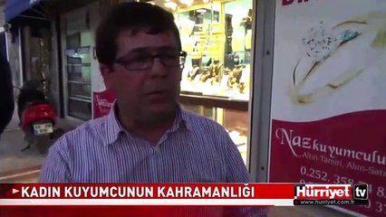 KADIN KUYUMCU SİLAHLI HIRSIZI SOPAYLA BÖYLE KOVALADI