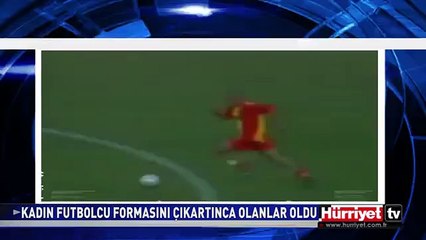 KADIN FUTBOLCU GOL ATINCA ÜSTÜNÜ ÇIKARDI