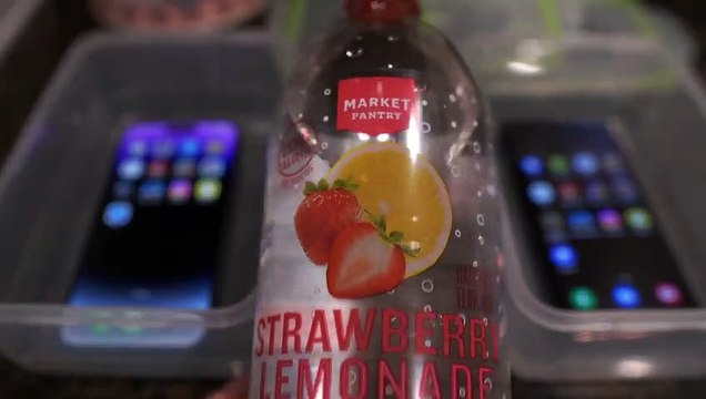 iPhone 14 Pro Max vs Samsung Galaxy S22 Ultra sparkling water freeze test! Drop these in freeze temps to test durability. What will happen?!