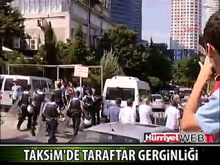TAKSİM'DE TARAFTAR GERGİNLİĞİ