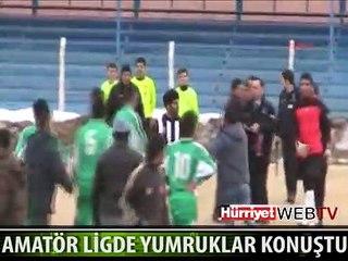 AMATÖR LİG ŞAMPİYONLUK MAÇINDA YUMRUKLAR KONUŞTU