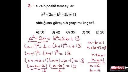 MATEMATİK SORULARININ ÇÖZÜMLERİ