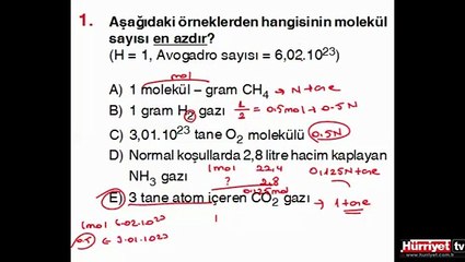 KİMYA SORULARININ ÇÖZÜMLERİ
