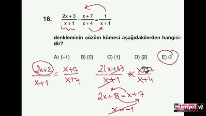 MATEMATİK SINAV SORULARININ ÇÖZÜMLERİ