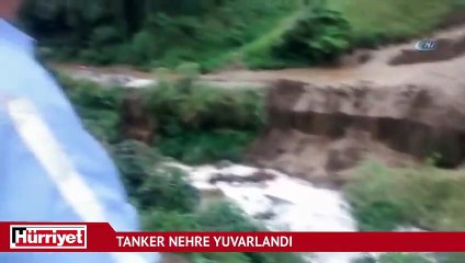 Kolombiya’da heyelan sonucu tanker nehre yuvarlandı