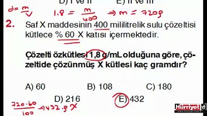 KİMYA SORULARININ ÇÖZÜMLERİ