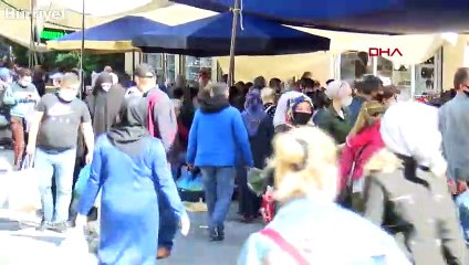 Pazarda dikkat çeken sosyal mesafesiz ve maskesiz alışveriş görüntüleri