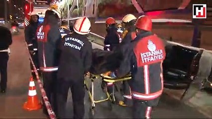 İstanbul'da korkunç kaza  araba üst yoldan E-5'e uçtu