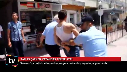 Vatandaştan polise tekmeli yardım