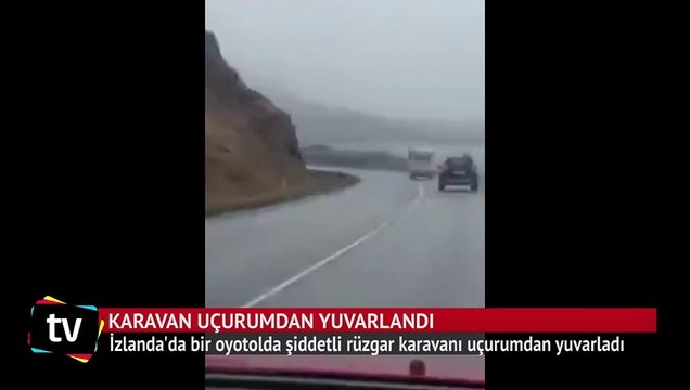 Fırtına karavanı uçuruma yuvarladı