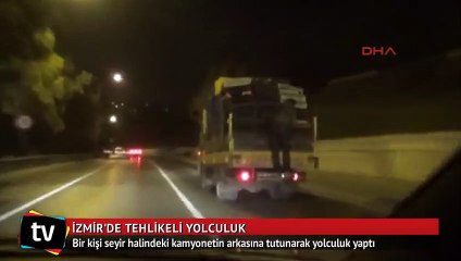 Kamyonette tehlikeli yolculuk