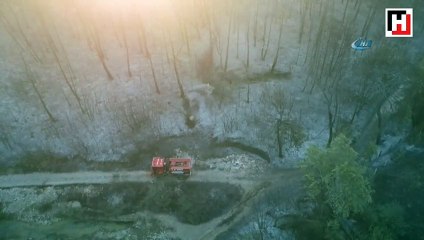 İzmir'deki yangın havadan görüntülendi