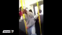 Otobüste yolcuya şişe attı dayağı yedi