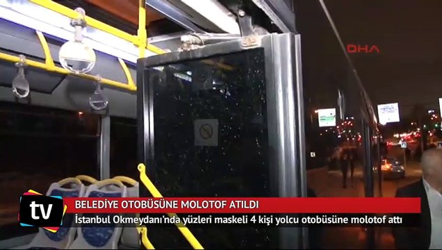 Belediye otobüsüne molotoflu saldırı