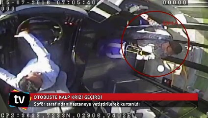 Kalp krizi geçiren yolcu için mücadele otobüs kamerasında