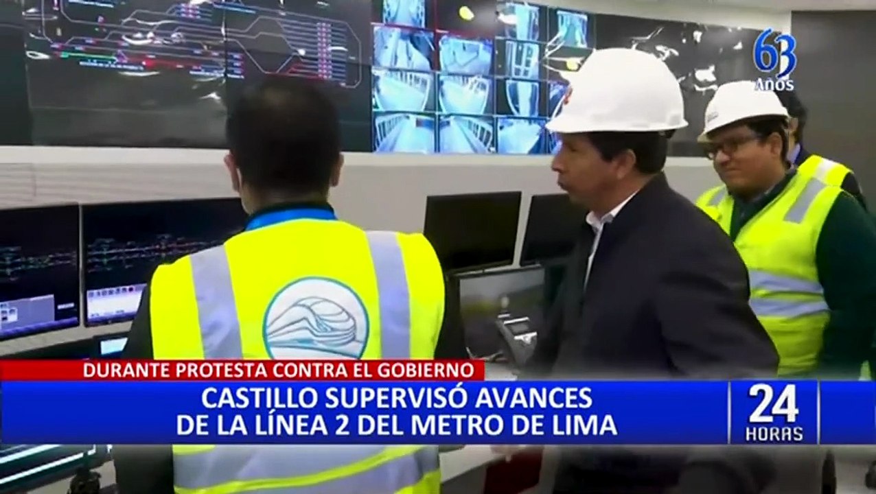 Presidente Pedro Castillo supervisa avances de obras de la línea 2 del Metro de Lima