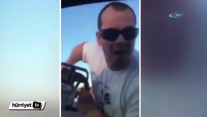 Kadın sürücüye çocuğunun yanında testereli tehdit