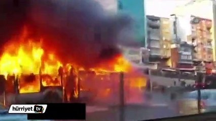 Şirinevler'de metrobüs yandı