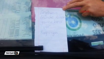 Motora sıkışan kediyi ilkokul öğrencisinin dikkati kurtardı