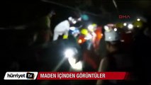 Maden içinden arama kurtarma çalışmaları görüntüleri