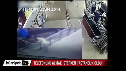 Telefonunu düşüren genç kız hastanelik oldu