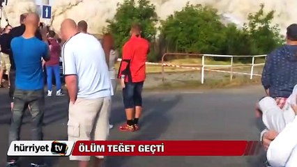 Yıkılan binadan fırlayan kaya parçası az daha öldürüyordu!