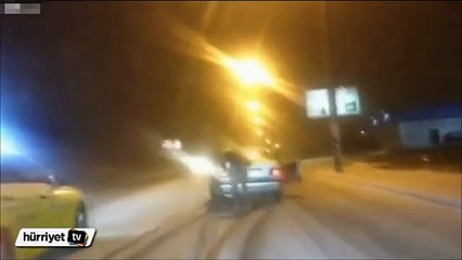 Rus sürücünün zor anları