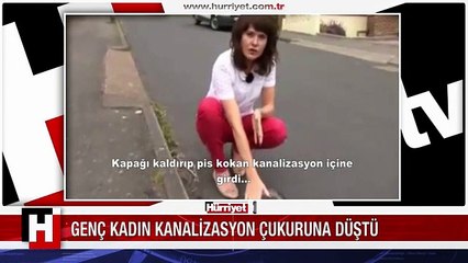 İngiltere'de genç kadın kanalizasyon çukuruna sıkıştı
