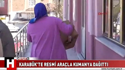 KARABÜK'TE RESMİ ARAÇLA KUMANYA DAĞITTI