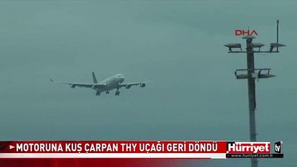 MOTORUNA KUŞ ÇARPAN THY UÇAĞI GERİ DÖNDÜ