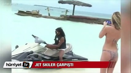 Plajda inanılmaz jet ski kazası