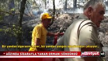 AĞZINDA SİGARAYLA YANGIN SÖNDÜRDÜ