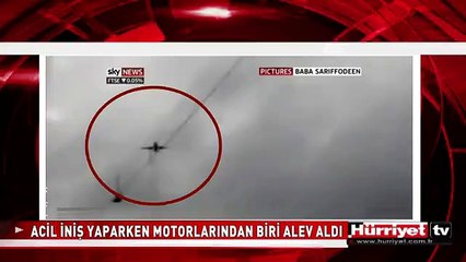 UÇAĞIN BİR MOTORU ALEV ALDI! HAVADAKİ DEHŞETİ AŞAĞIDAKİ KAMERA ÇEKTİ