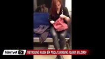 Metroda bir anda yanındaki yolcuya saldırdı