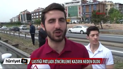 Lastiği patlayan otomobil zincirleme kazaya neden oldu