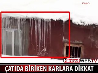 ÇATILARDA BİRİKEN KARLARA DİKKAT