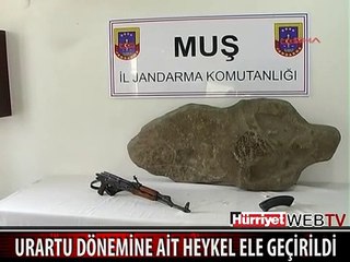 URARTU DÖNEMİNE AİT İNSAN FİGÜRLÜ TAŞ HEYKEL ELE GEÇİRİLDİ