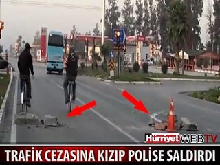 TRAFİK CEZASINA KIZIP POLİSE SALDIRDILAR