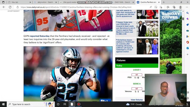 Carolina Panthers are 'listening to offers' for star running back Christian McCaffrey