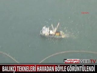 SARIYER AÇIKLARINDA BALIKÇI TEKNELERİ HAVADAN BÖYLE GÖRÜNTÜLENDİ