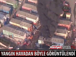 TUZLA'DAKİ YANGININ HAVADAN GÖRÜNTÜLERİ