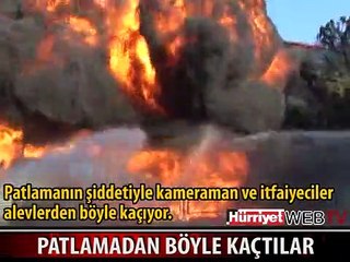 FABRİKA YANGININDAKİ PATLAMADAN BÖYLE KAÇTILAR