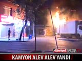 MOLOTOFKOKTEYLİ ATILAN KAMYON ALEV ALEV YANDI