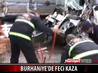 YOLCU MİNİBÜSÜ KAMYONLA ÇARPIŞTI