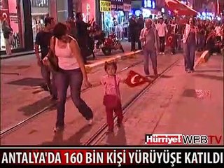 ANTALYA'DA 160 BİN KİŞİ YÜRÜYÜŞE KATILDI