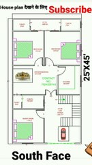 25x45 house plan 3BHK +Car parking