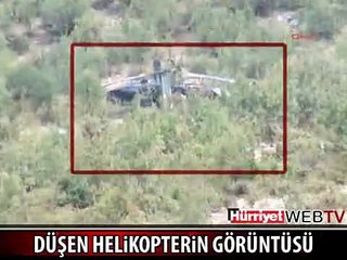 İŞTE DÜŞEN ASKERİ HELİKOPTERİN GÖRÜNTÜLERİ