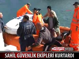 BOTLARI FIRTINADA SÜRÜKLENEN 6 KİŞİYİ DENİZ POLİSİ KURTARDI